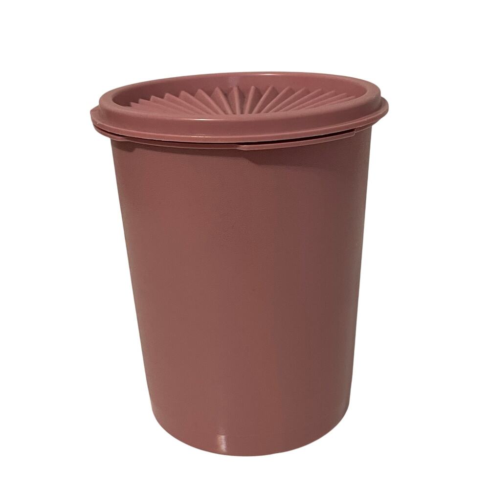Tupperware Small Servalier Canister 5 Cup Dusty Rose Mauve Pink Vintage